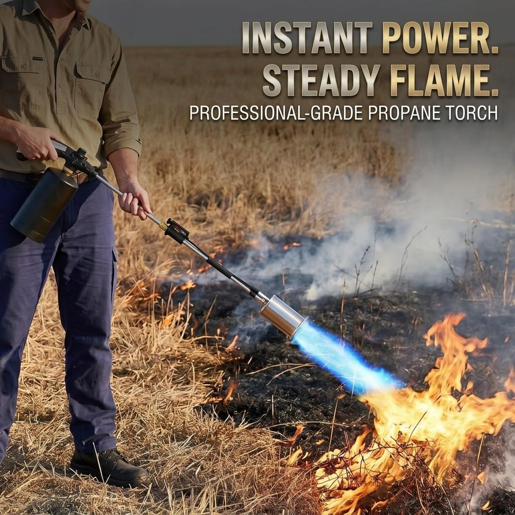 ApyraX torch used in backyard showing chemical-free weed control
