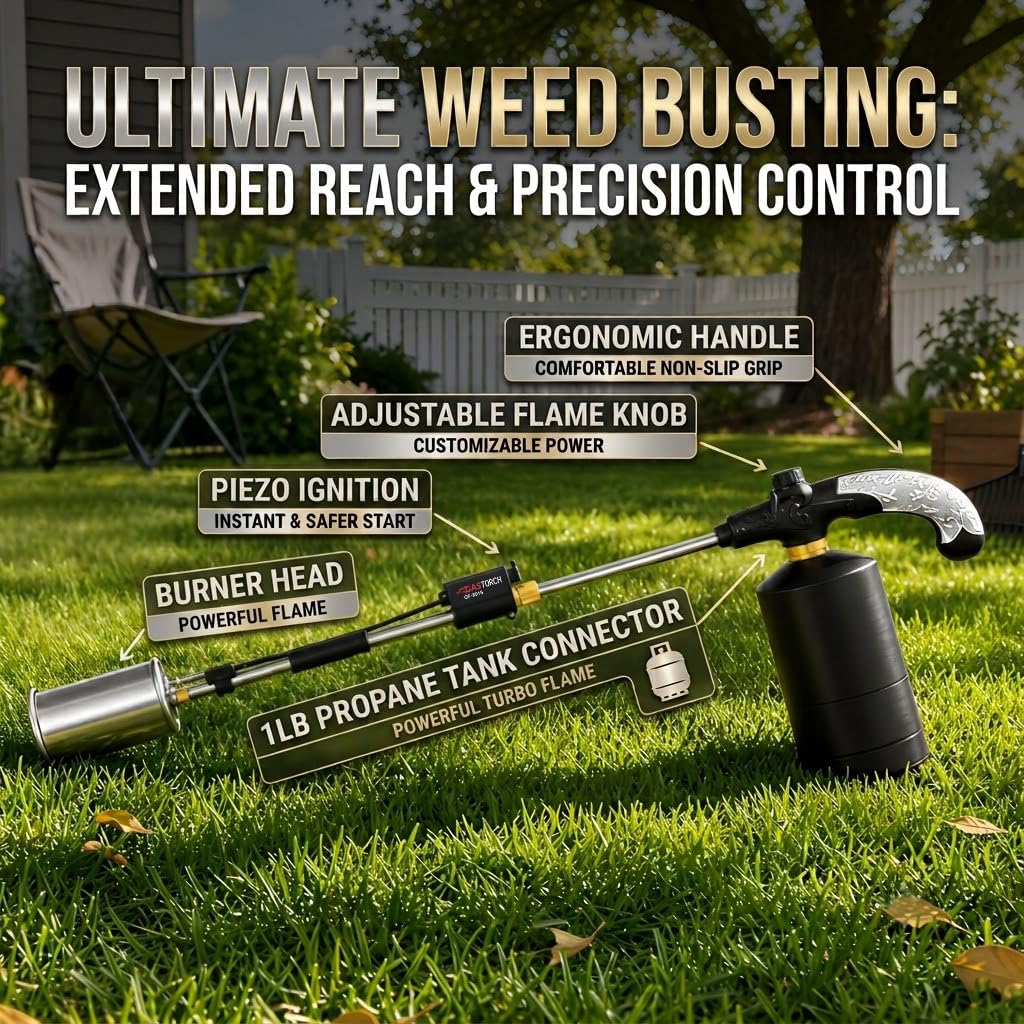 ApyraX torch in use on driveway effectively removing weeds