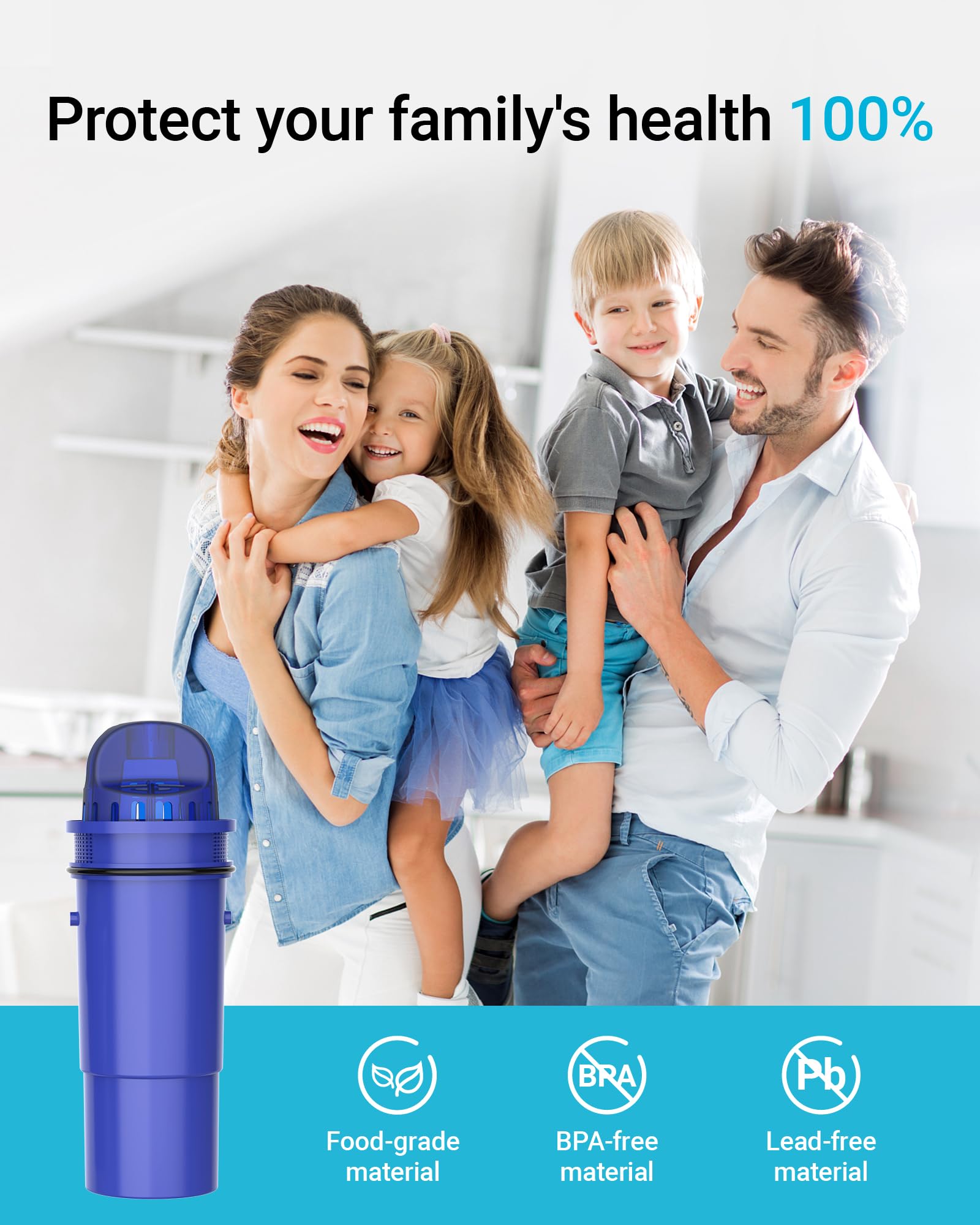 AQUA CREST filtro junto a fregadero en cocina moderna, uso diario confiable