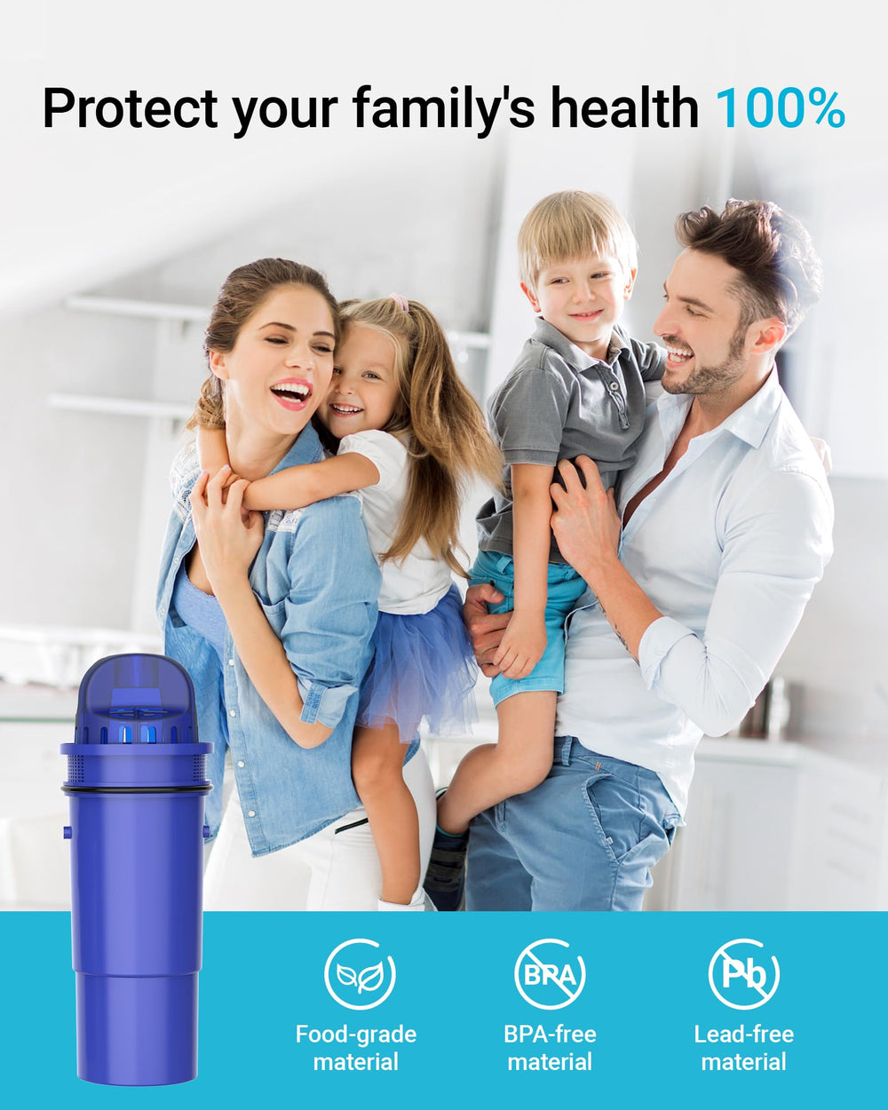 AQUA CREST filtro junto a fregadero en cocina moderna, uso diario confiable