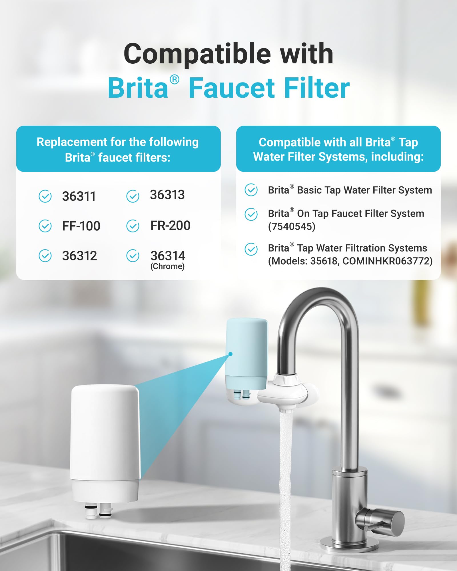 AQUA CREST primer plano del núcleo de carbón activado mostrando filtración mejorada