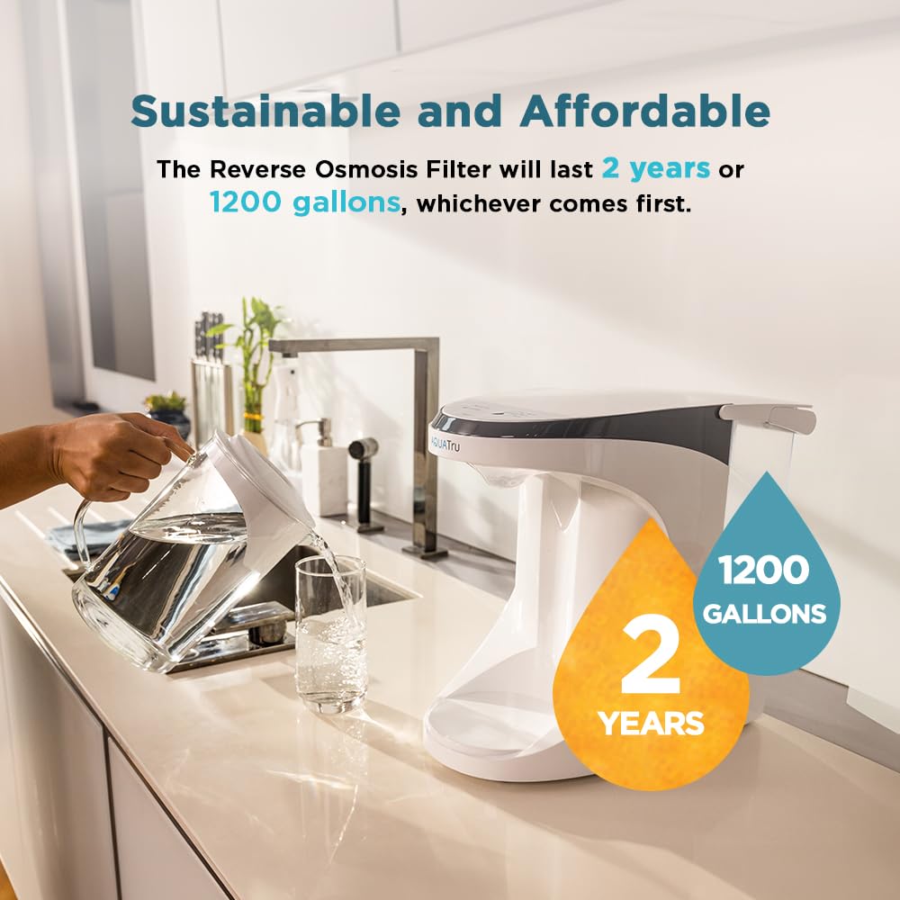 AQUA TRU filtro en cocina listo para uso, mejora sabor y seguridad del agua