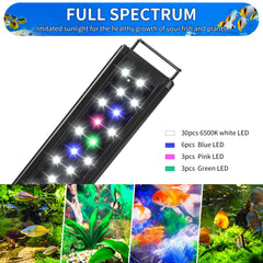AQUANEAT primer plano de los 42 LEDs que mejora colores del acuario