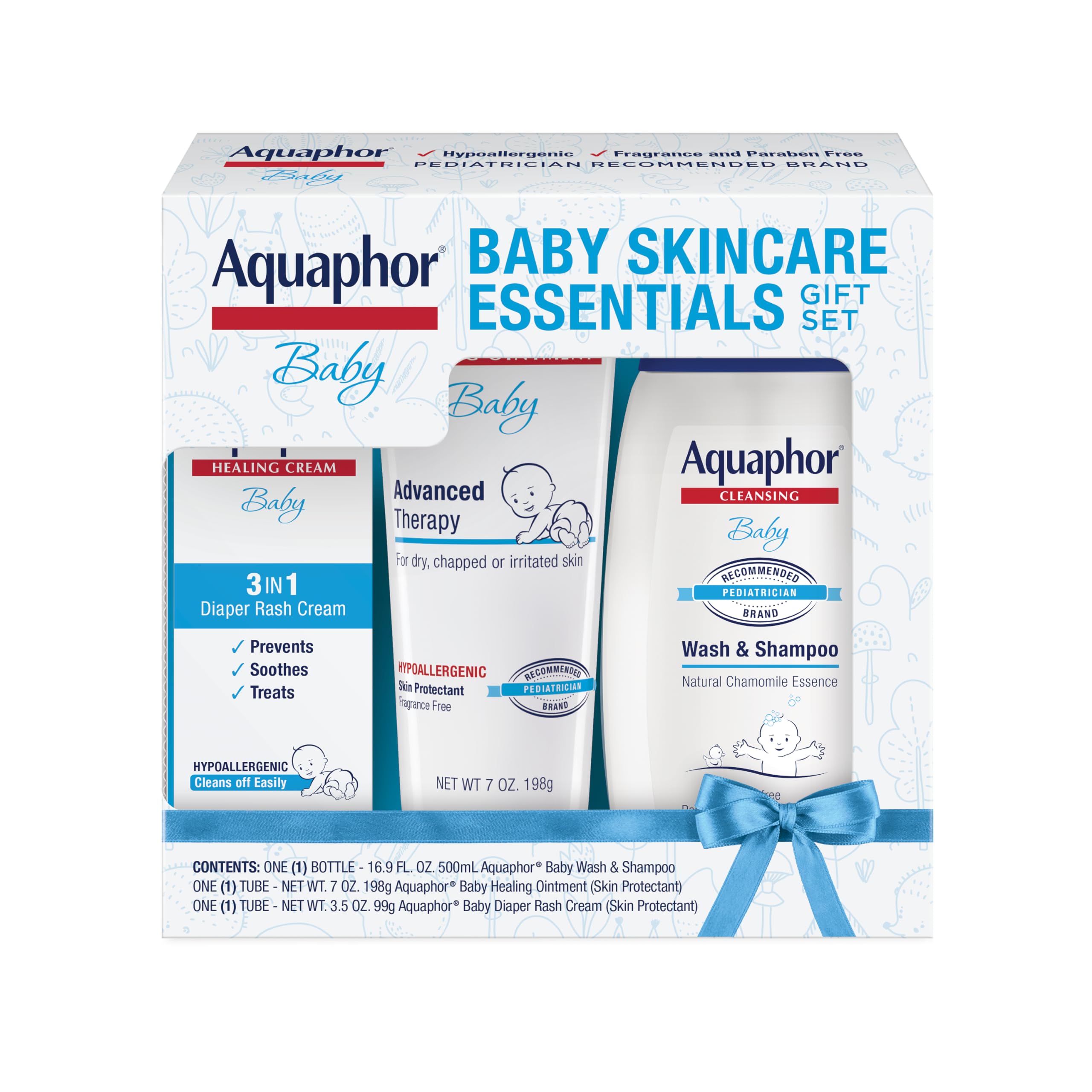 Aquaphor Baby frente del empaque mostrando el set y conveniencia