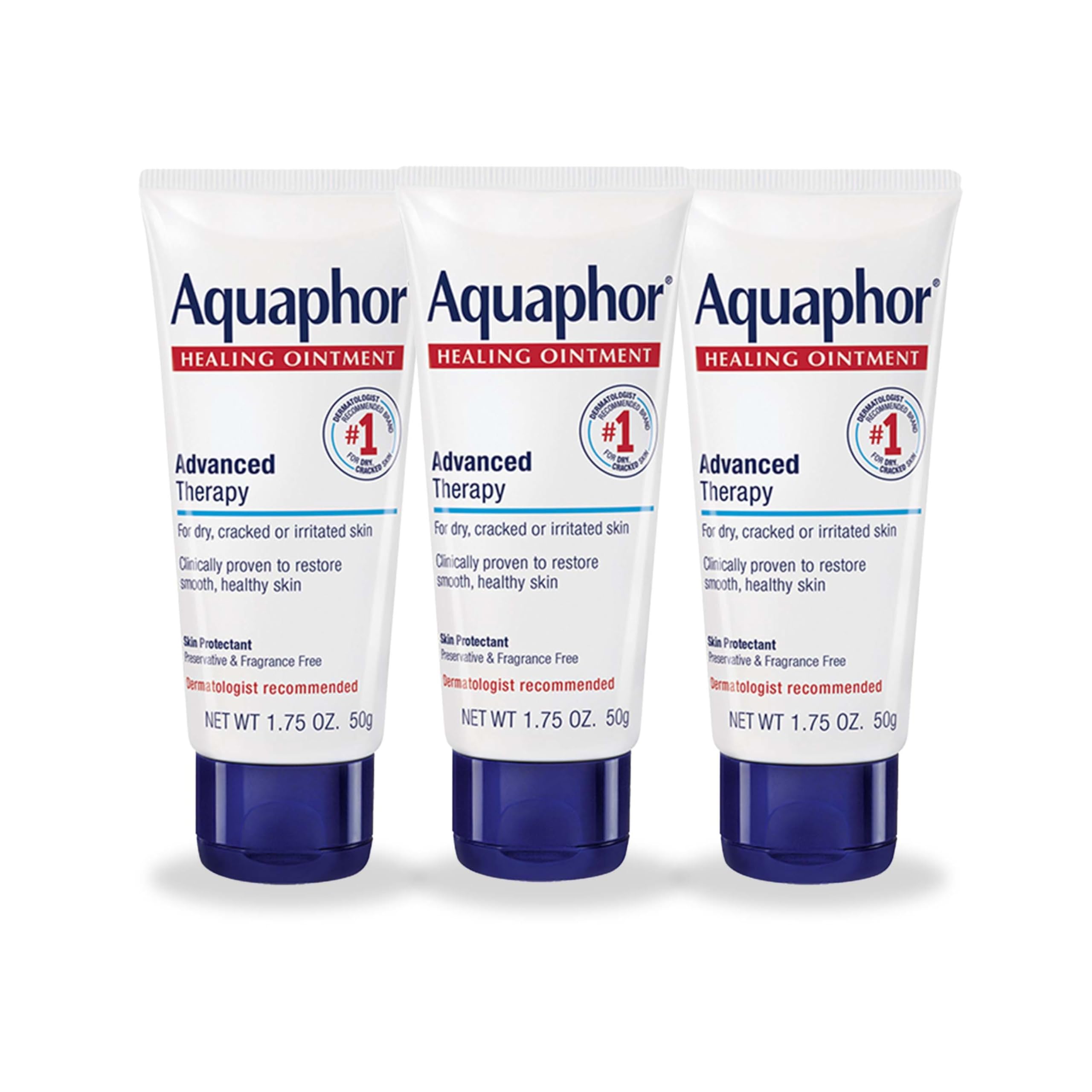 Aquaphor multipack frontal mostrando tres tubos para hidratación efectiva