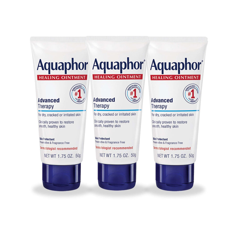 Aquaphor multipack frontal mostrando tres tubos para hidratación efectiva