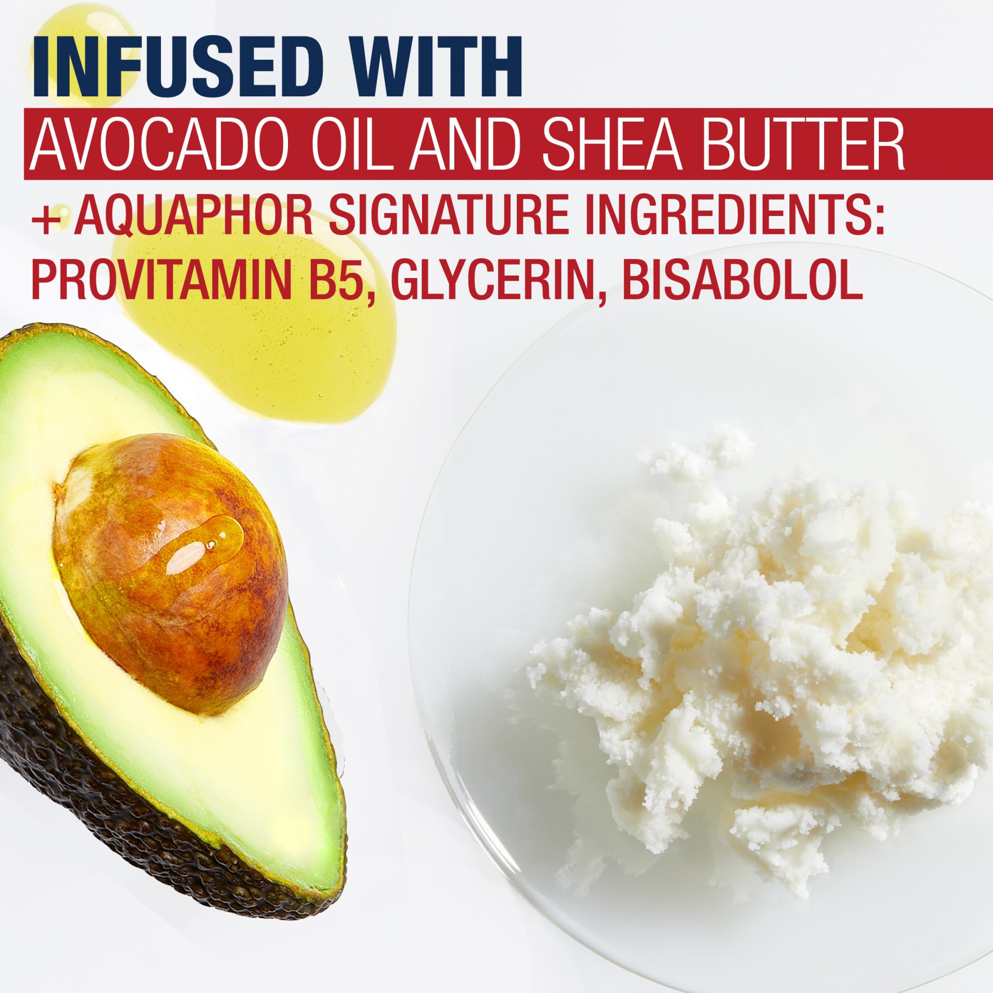 Aquaphor primer plano de guante impregnado que muestra textura nutritiva