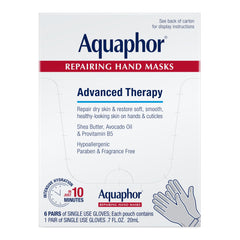 Aquaphor paquete frontal mostrando seis pares y beneficio hidratación intensa