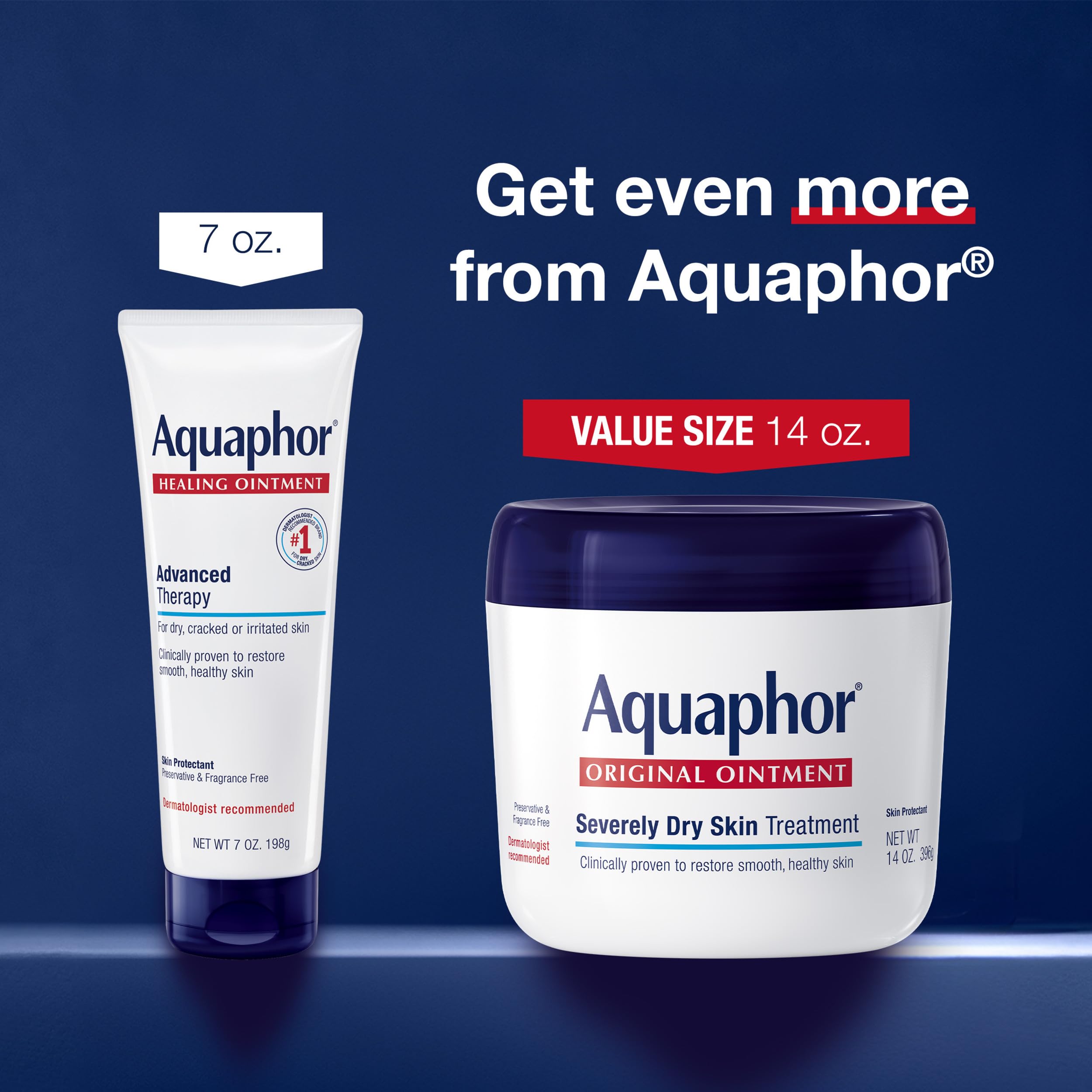 Aquaphor comparación de tamaño en mano para percepción de cantidad