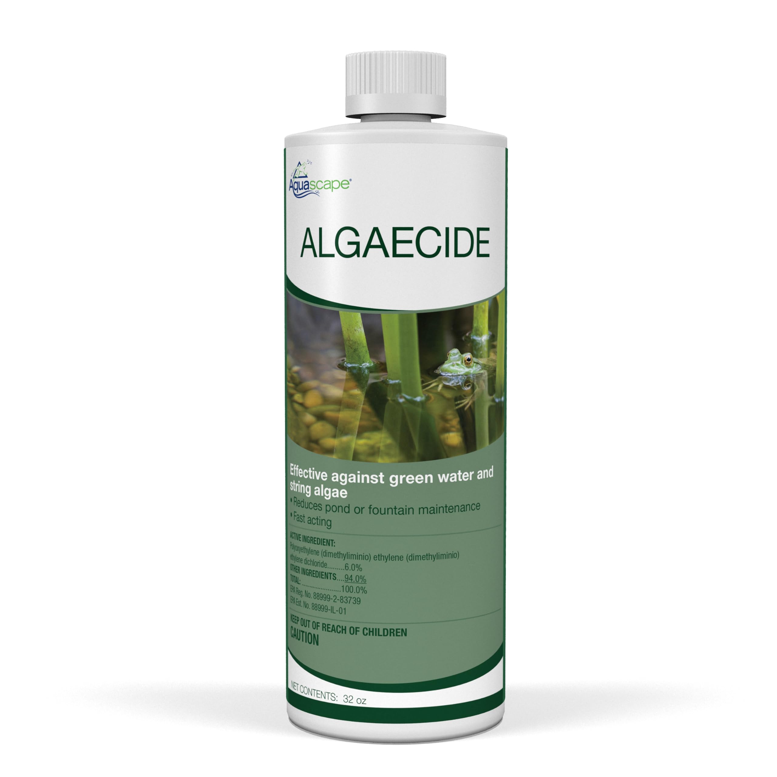 Aquascape envase frontal de 32 oz mostrando el diseño y uso claro