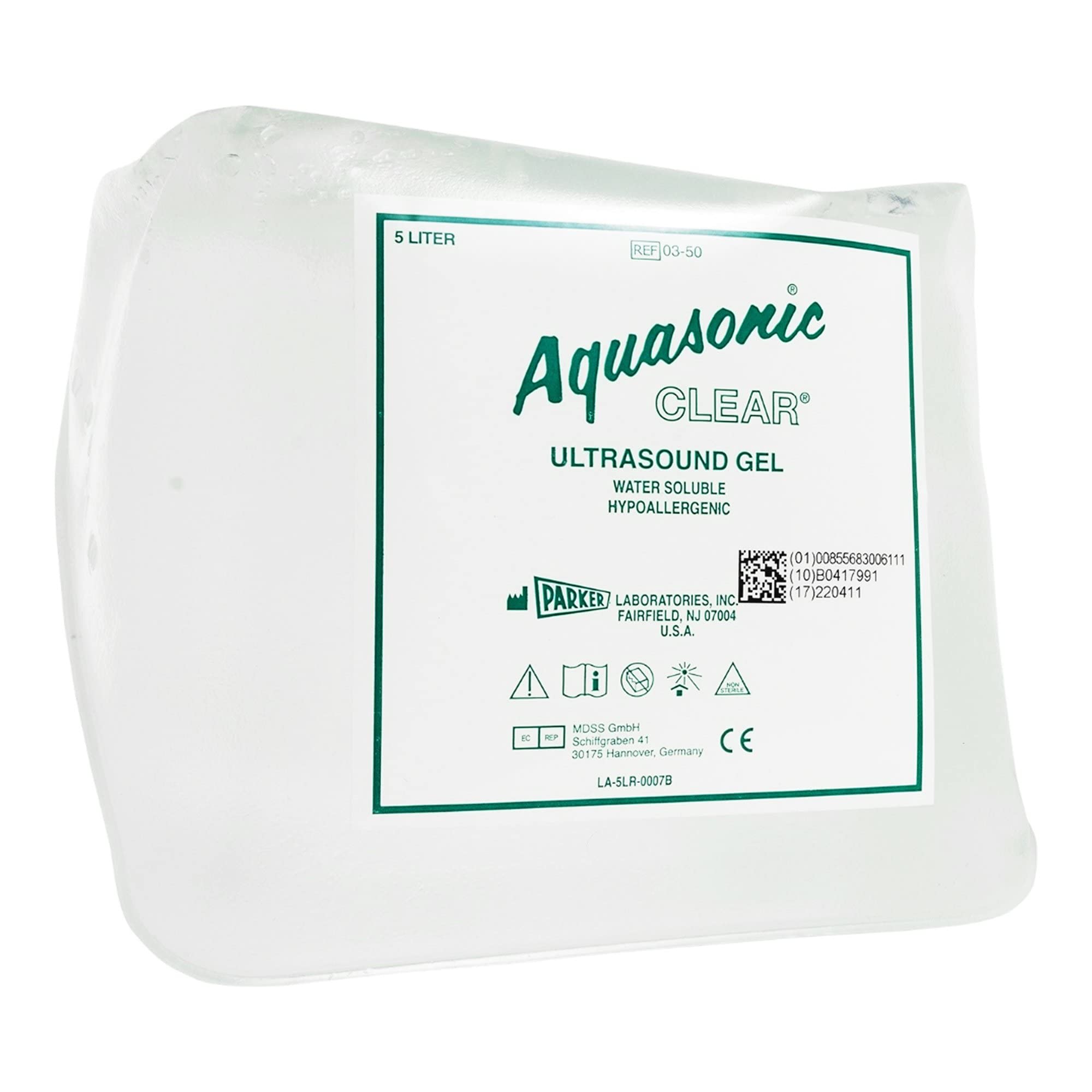 Aquasonic Clear envase frontal 5 litros mostrando etiqueta y beneficios
