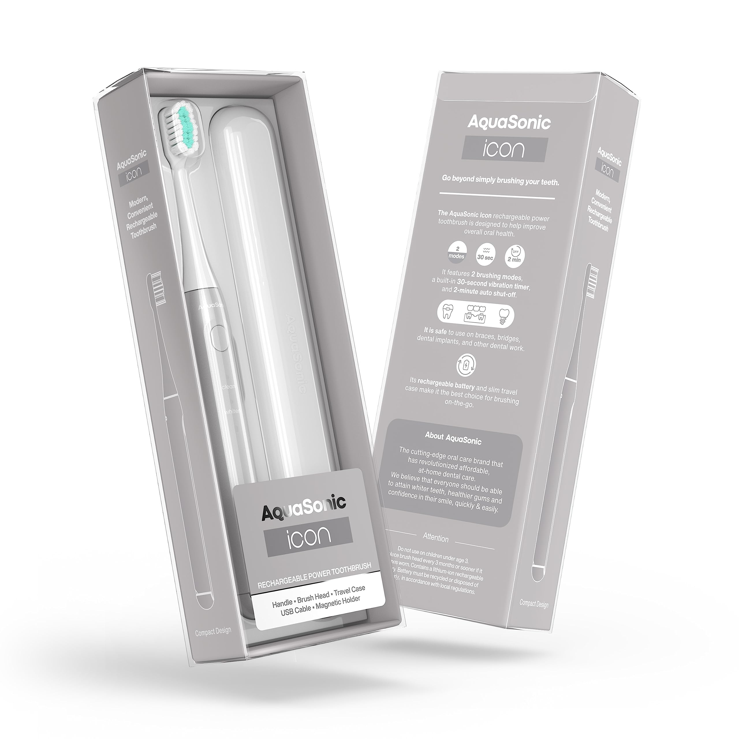 Aquasonic Icon sobre toallero en baño, almacenamiento accesible
