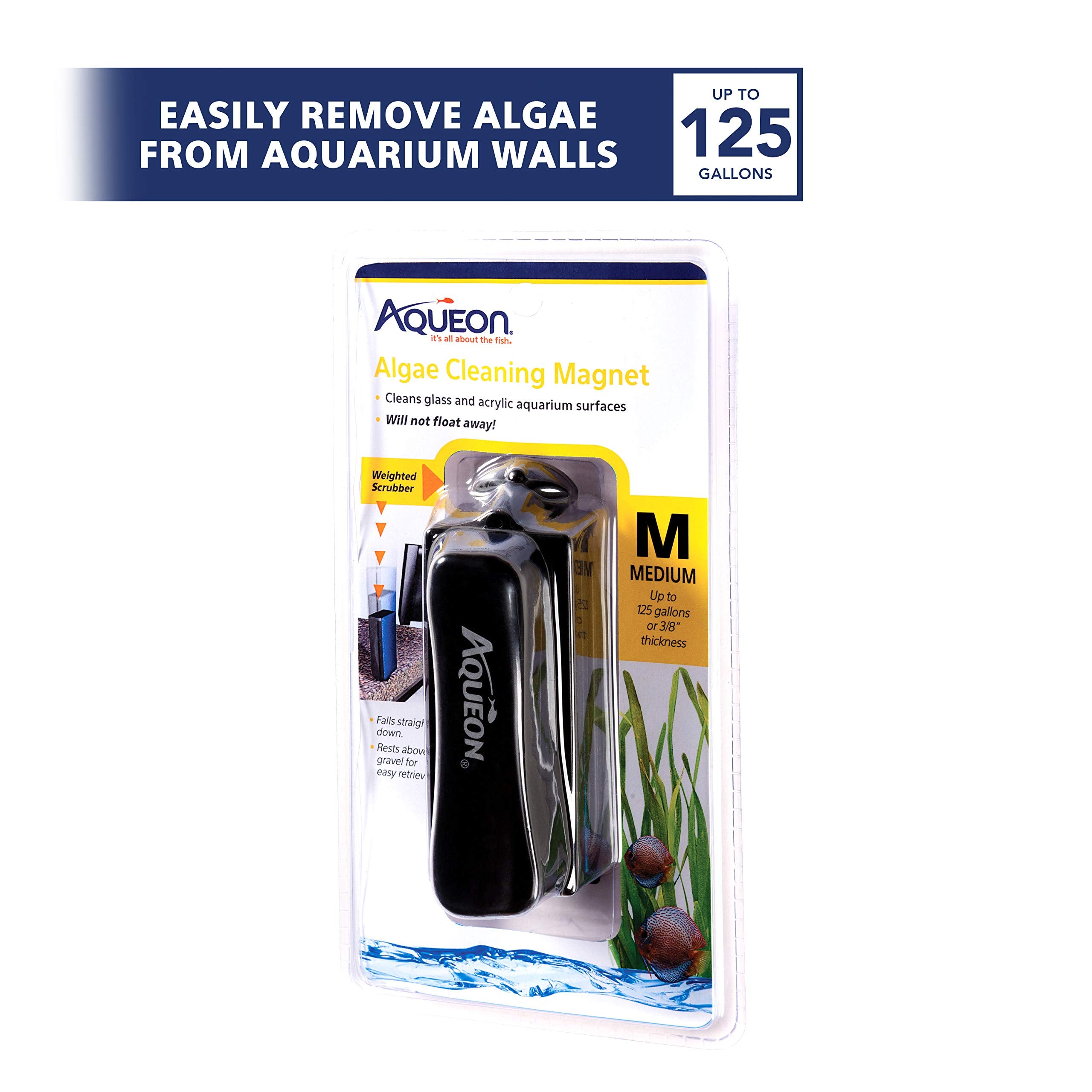 Aqueon detalle de la almohadilla de fregado que elimina algas eficazmente