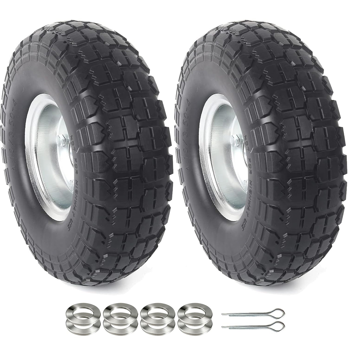 AR-PRO front view of 10 inch solid tire and wheel showing durable build and ready-to-install benefit