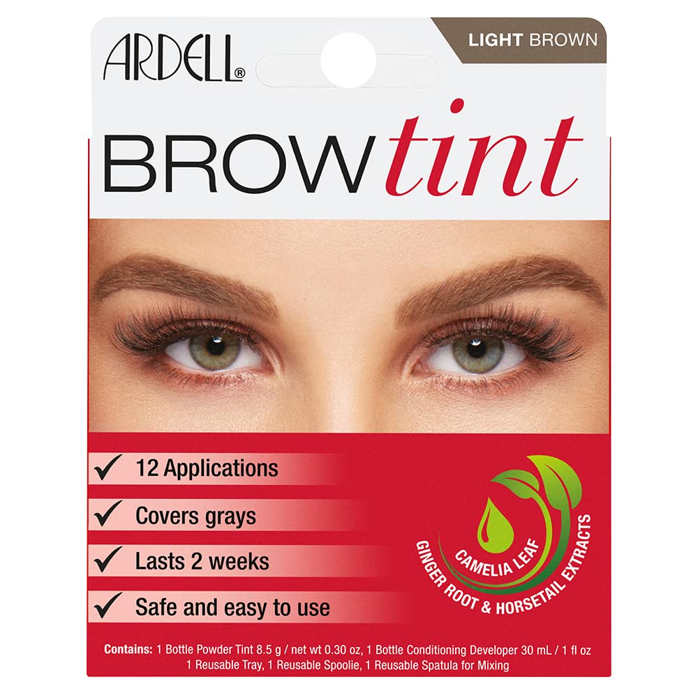 Ardell caja frontal del kit mostrando tintura y herramientas para cejas definidas