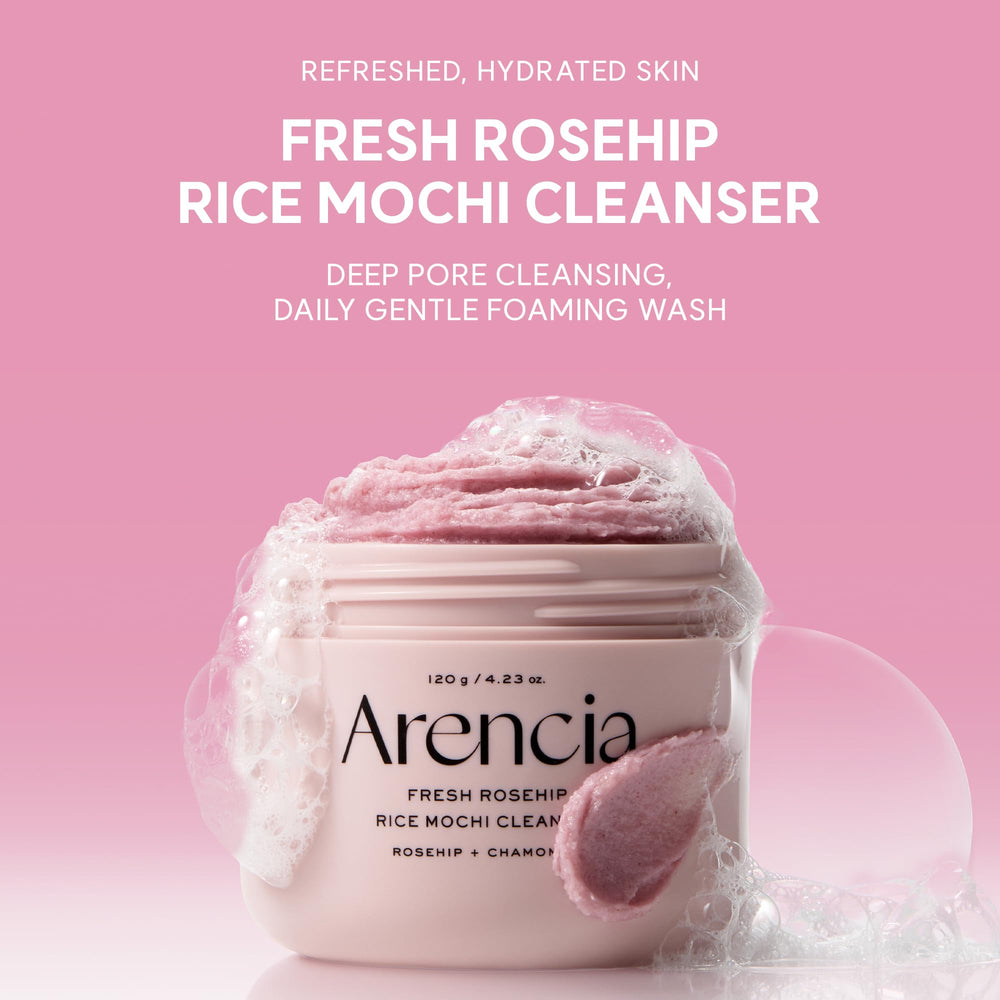 ARENCIA textura cremosa tipo mochi en primer plano, transmite sensación hidratante