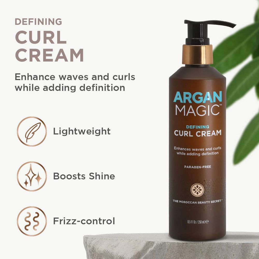 Argan Magic en cabello húmedo aplicado para formar rizos definidos