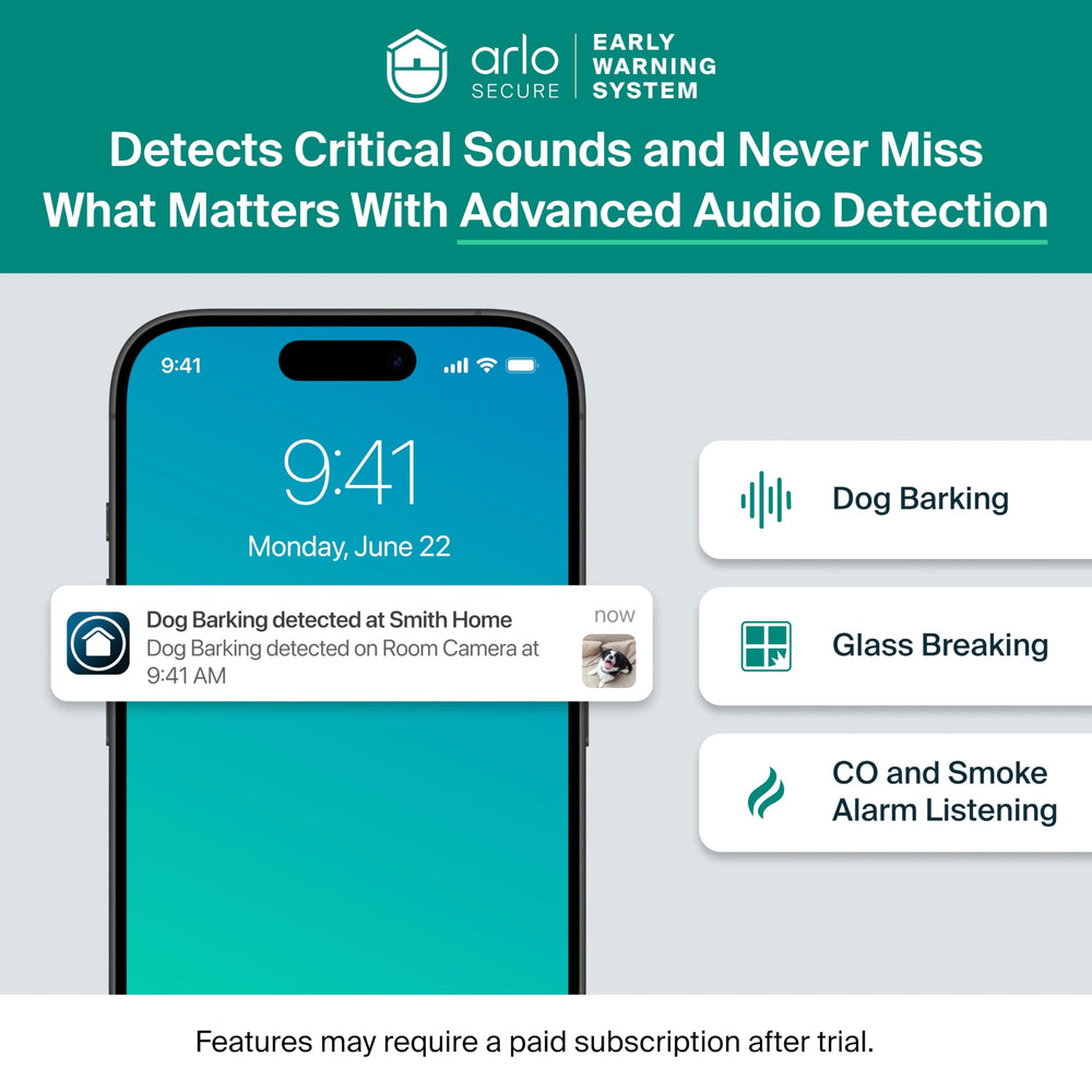 Arlo cable de 6.5 ft conectado para alimentación continua y colocación flexible