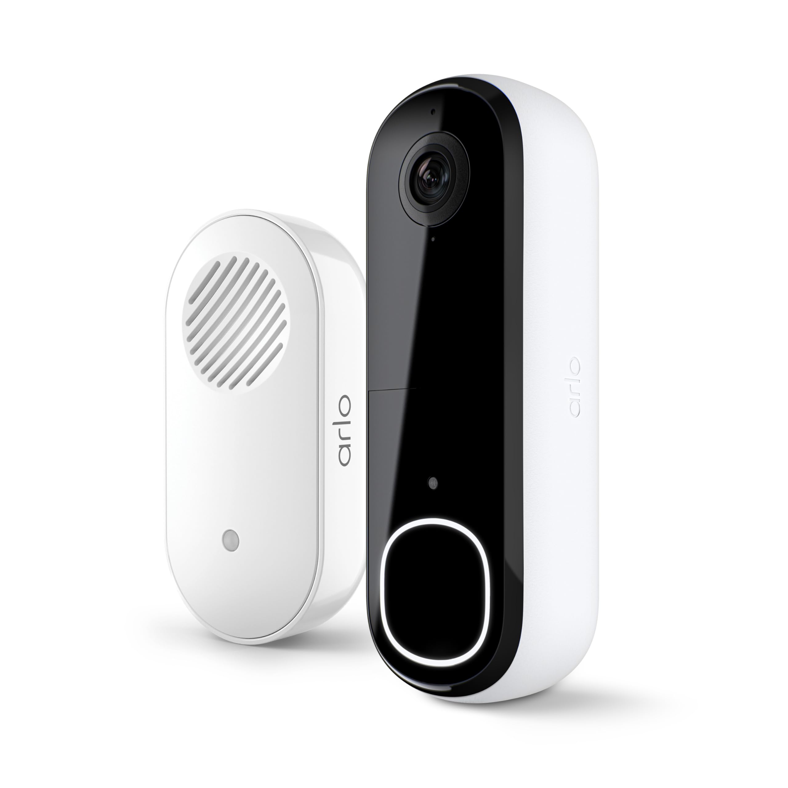Arlo timbre frontal mostrando diseño y beneficio de videovigilancia clara