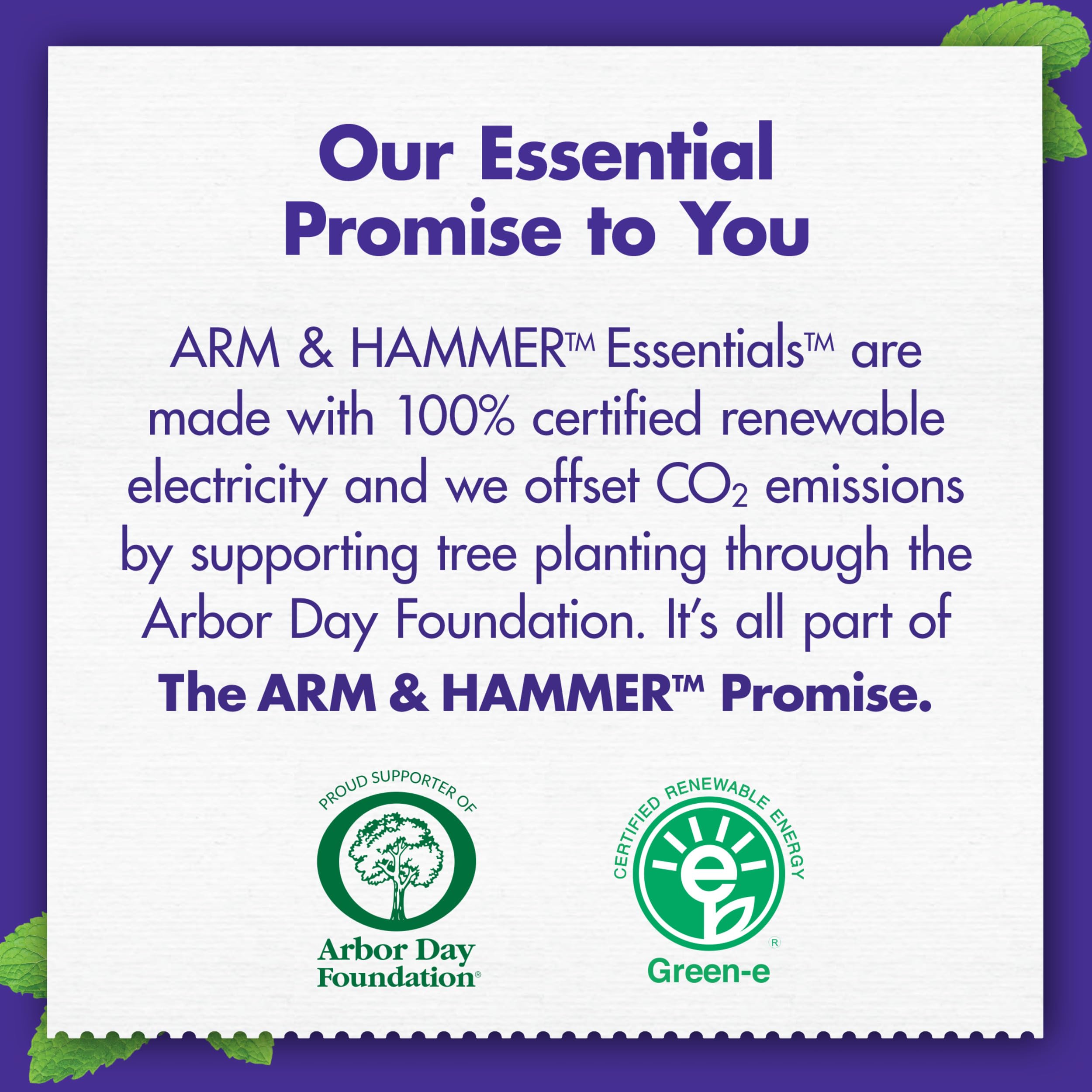 Arm & Hammer etiqueta con lista de ingredientes esenciales claros