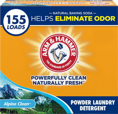Arm & Hammer frente del empaque mostrando tamaño y aroma Alpine Clean beneficios de rendimiento