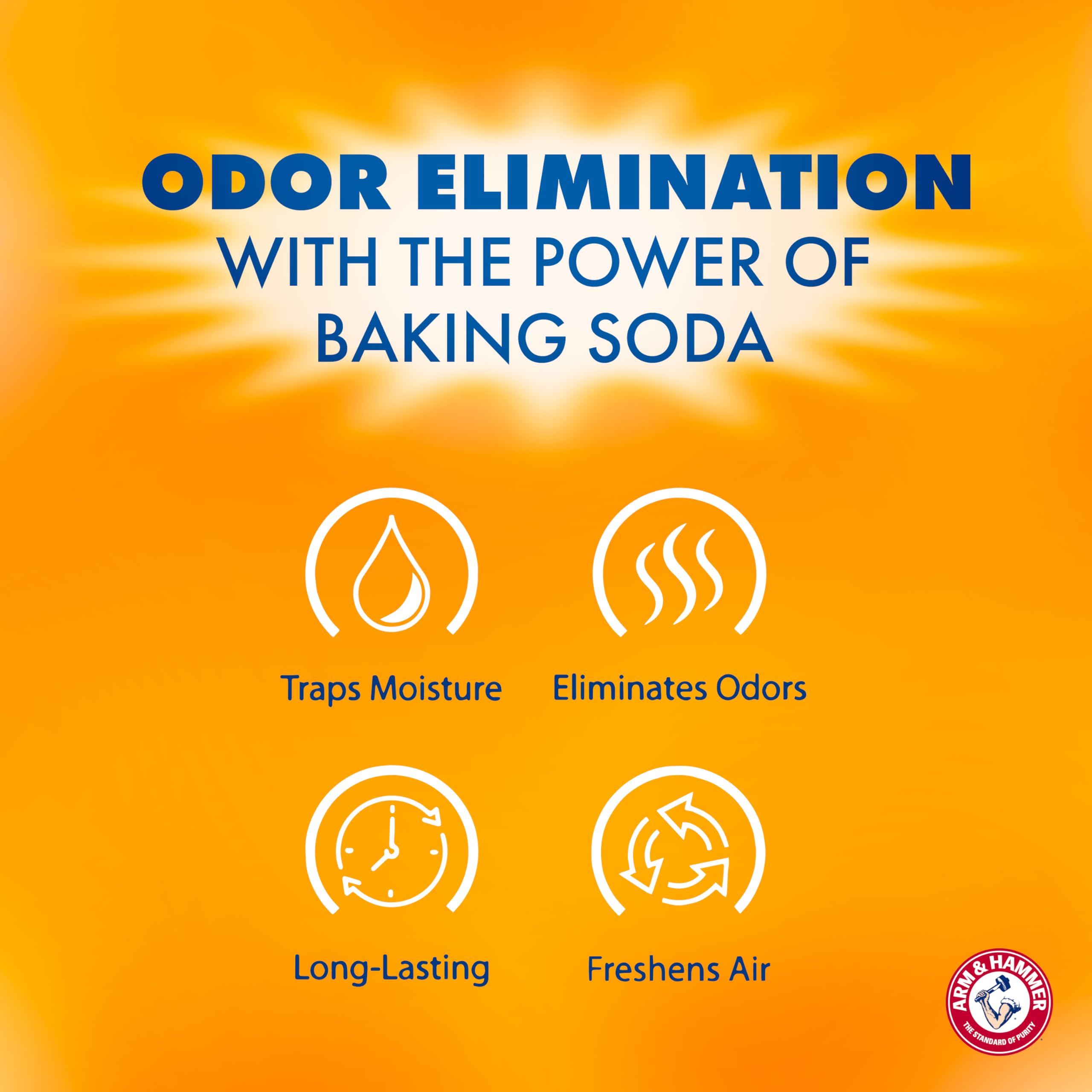 Arm & Hammer escala del tarro comparado con manos para tamaño claro