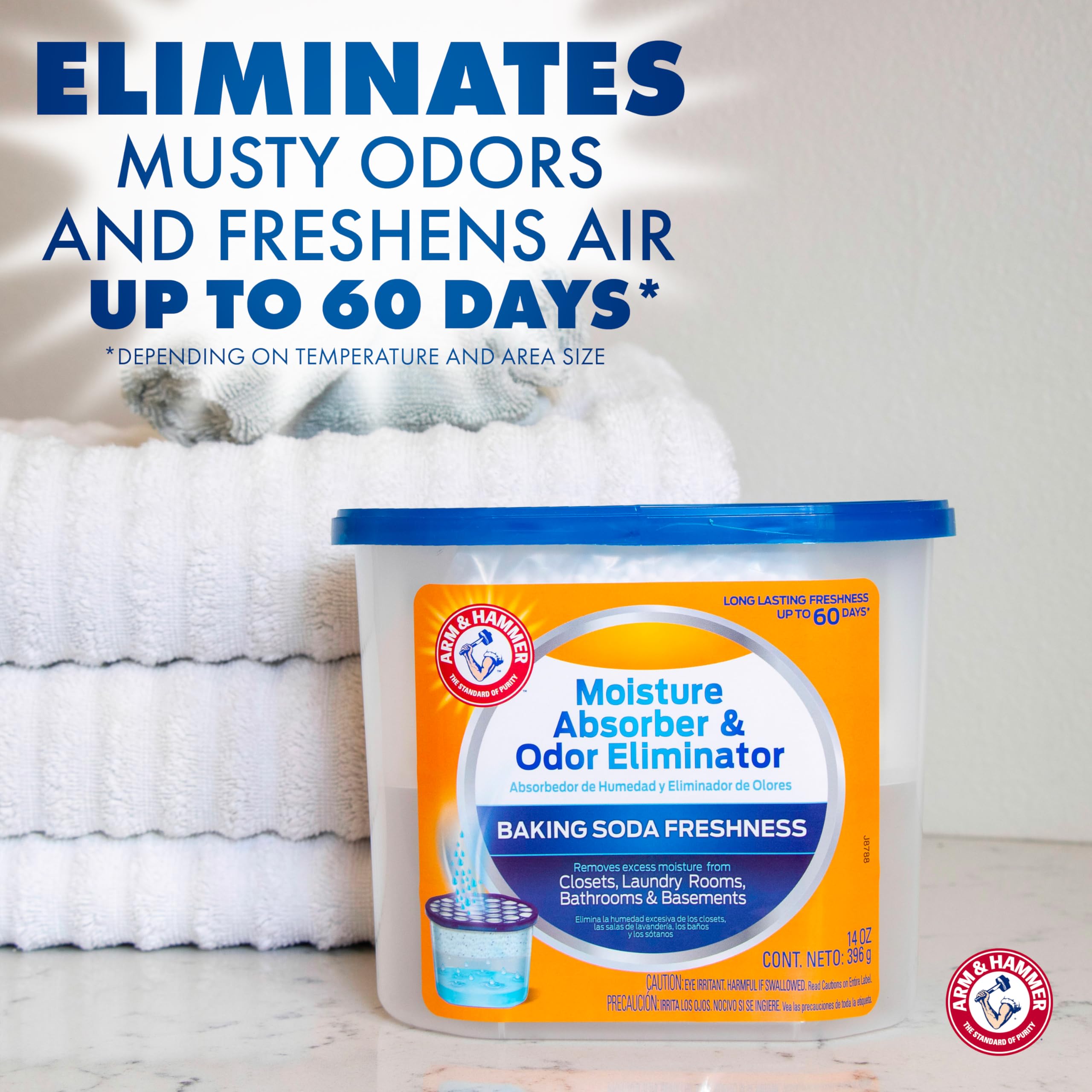 Arm & Hammer primeros planos de cristales que absorben humedad eficazmente