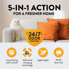 Arm & Hammer textura de gránulos ligeros que facilita el vertido sin polvo