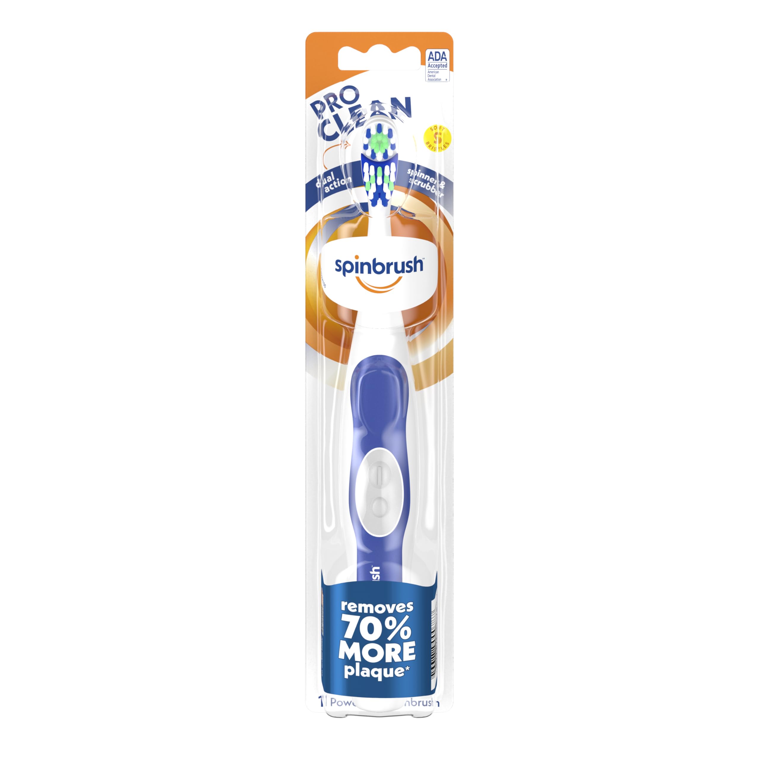 Arm & Hammer Spinbrush mango frontal mostrando diseño ergonómico y manejo cómodo