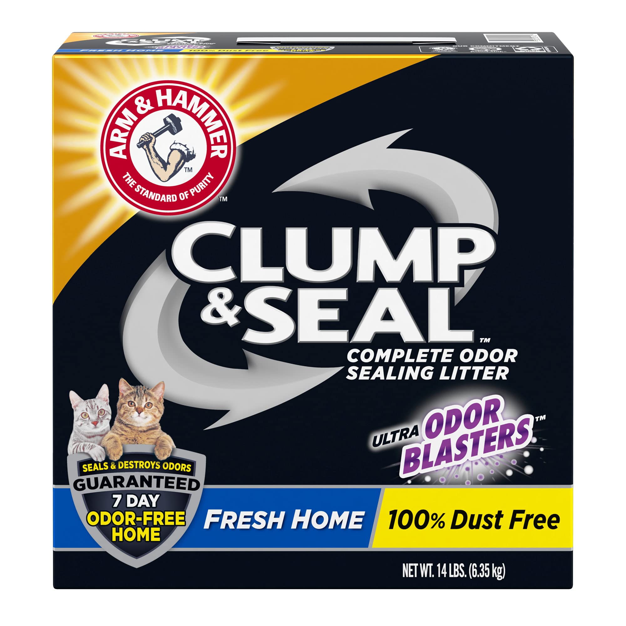 Arm & Hammer primer plano de granos mostrando textura y absorción mejorada