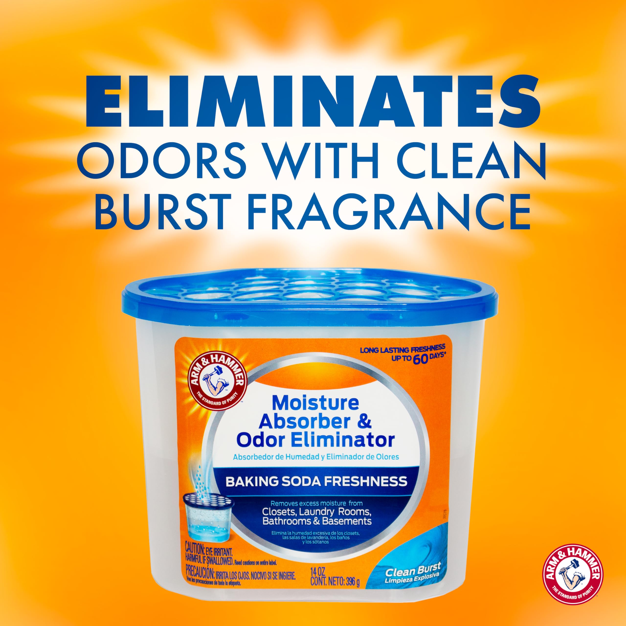 Arm & Hammer tina en uso en baño mostrando control de humedad y odor neutralización