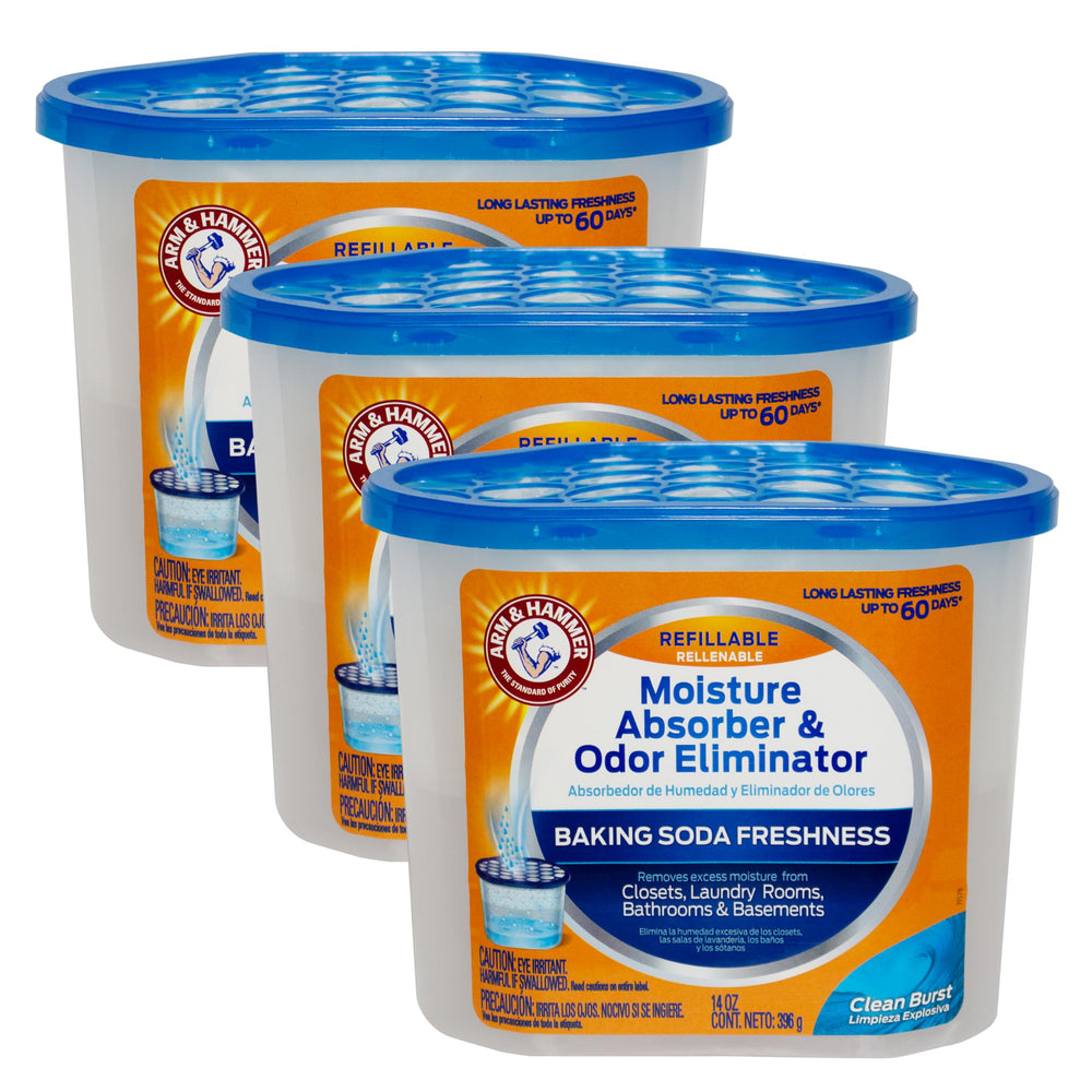 Arm & Hammer tina frontal Clean Burst mostrando diseño y beneficio de frescura