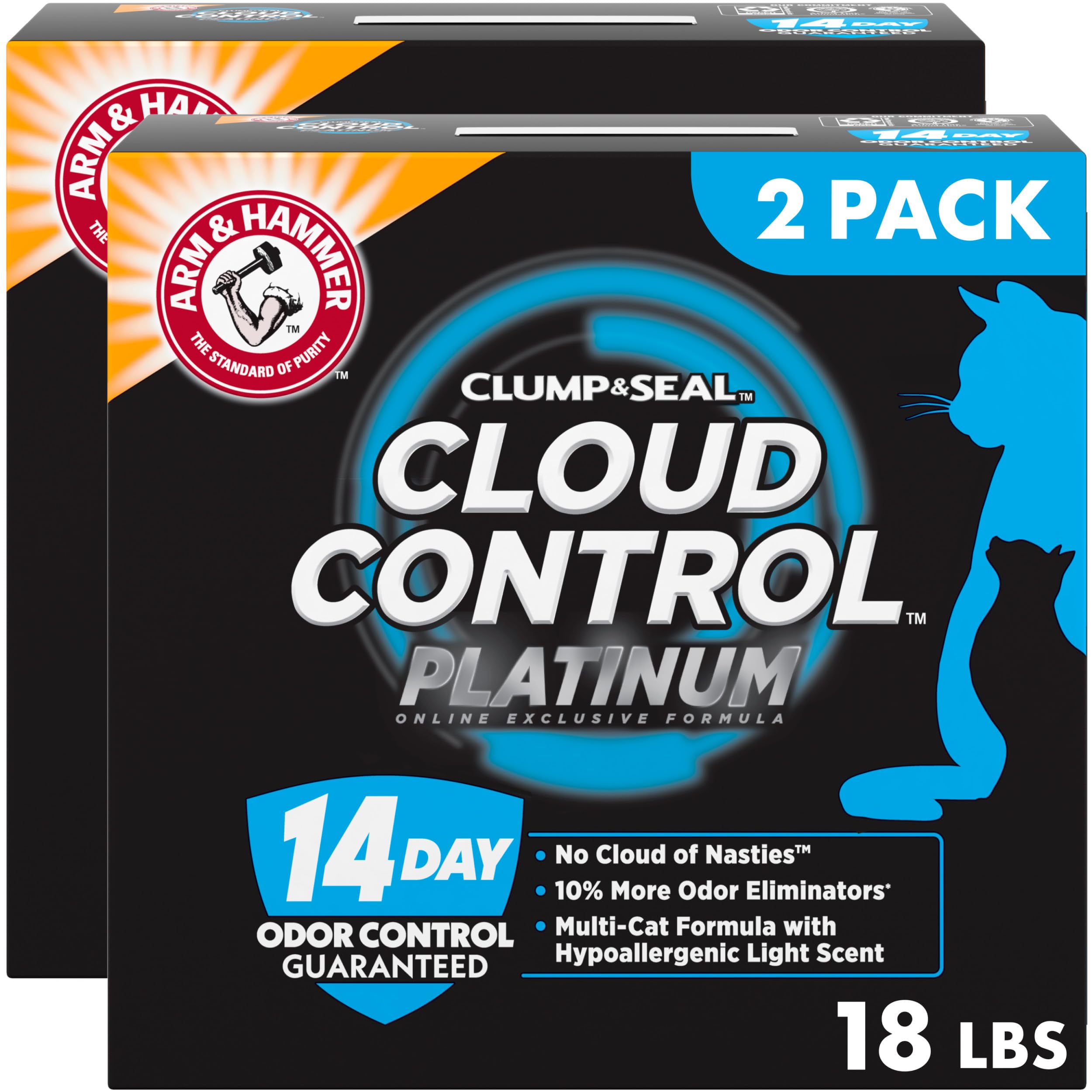 Arm & Hammer frente del envase Cloud Control Platinum, visual limpio y descripción clara