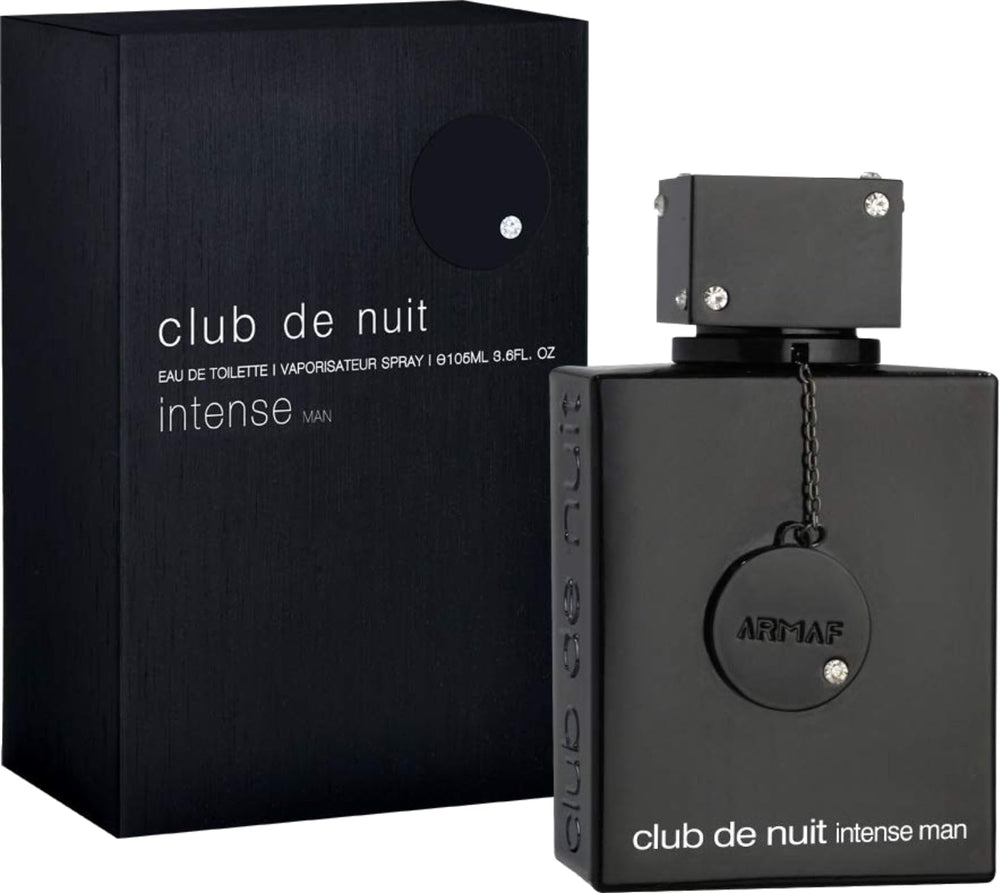 Armaf Club de Nuit Intense frasco con tapón visible destacando acabado elegante