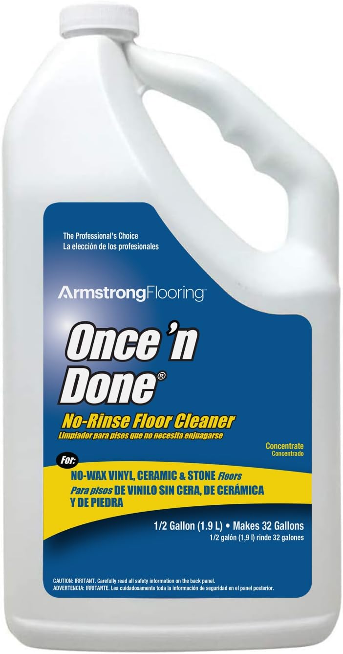 Armstrong Once 'N Done frente del envase mostrando etiqueta y beneficio limpieza eficiente
