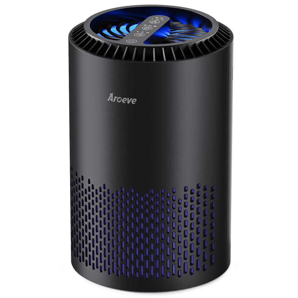 AROEVE vista frontal del purificador mostrando diseño elegante y compacto