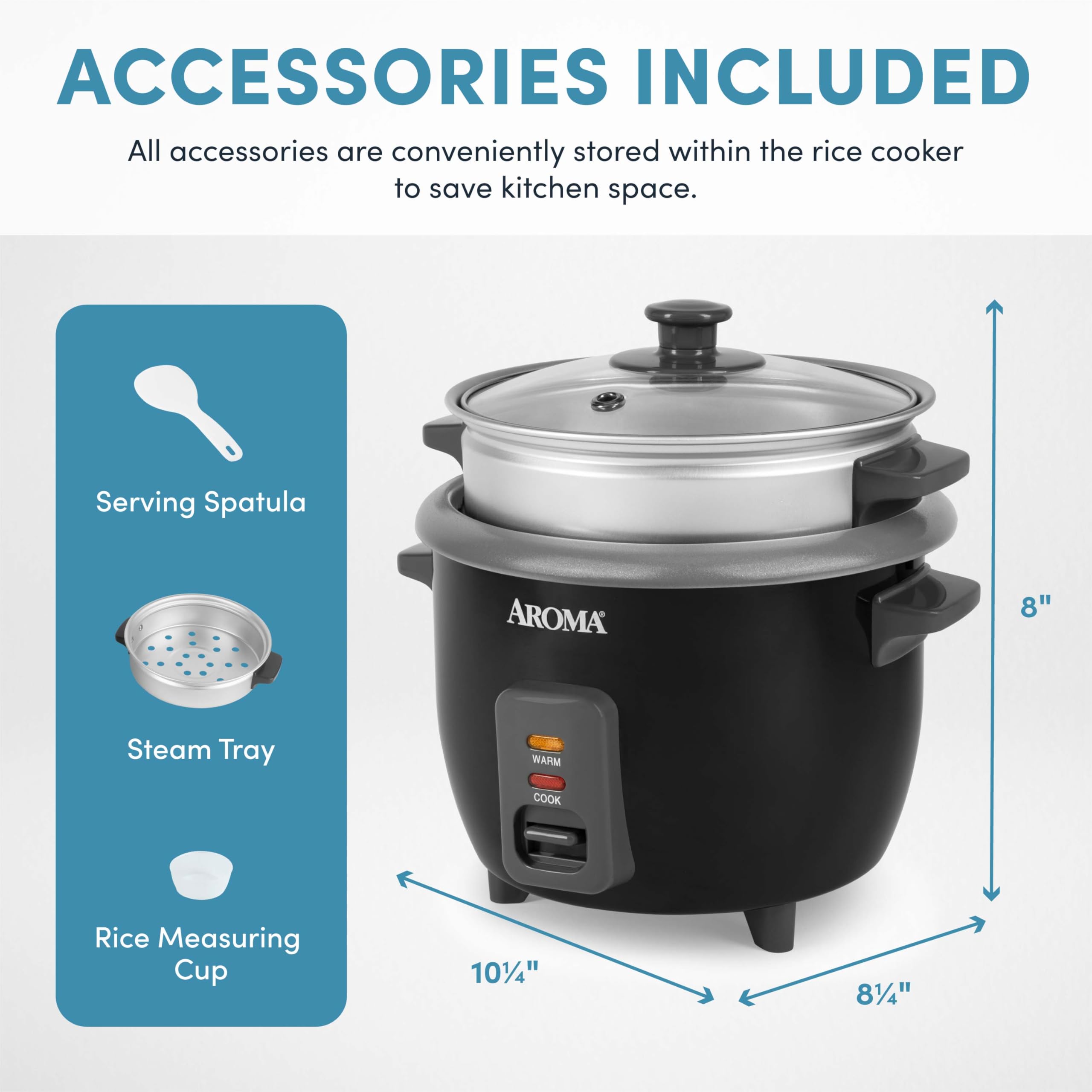 AROMA nonstick inner pot close-up illustrating easy cleanup and durable cooking surface
