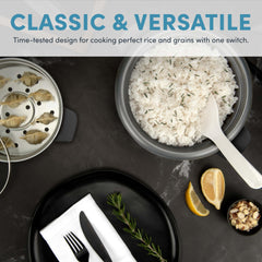 AROMA tempered glass lid close-up letting you monitor cooking visually without lifting lid