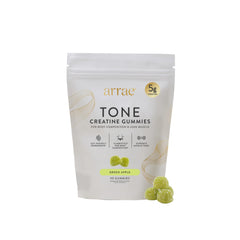 Arrae frasco frontal Tone Creatine Gummies mostrando etiqueta clara y dosis