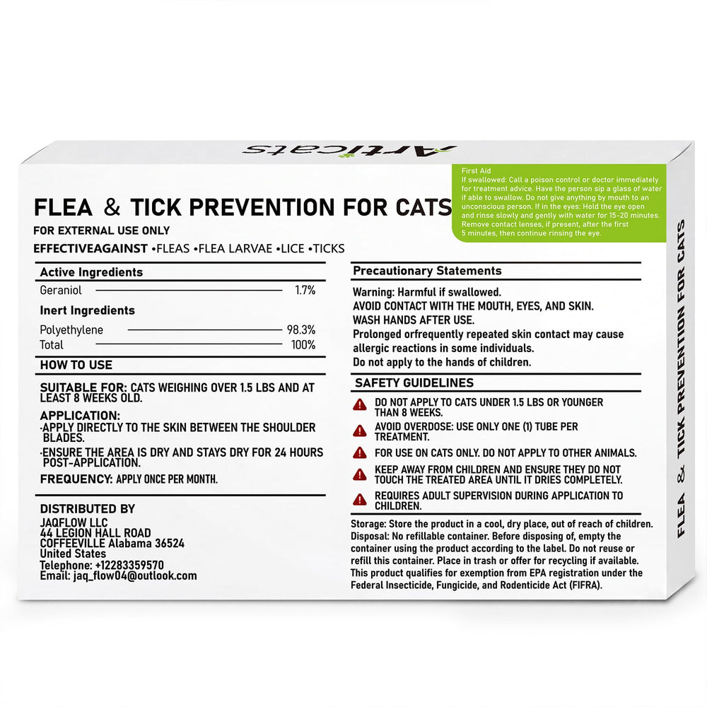 Articats etiqueta con instrucciones visibles para uso y dosis
