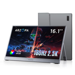 ARZOPA monitor frontal 16.1" mostrando imagen nítida y colores vivos, mejora la productividad