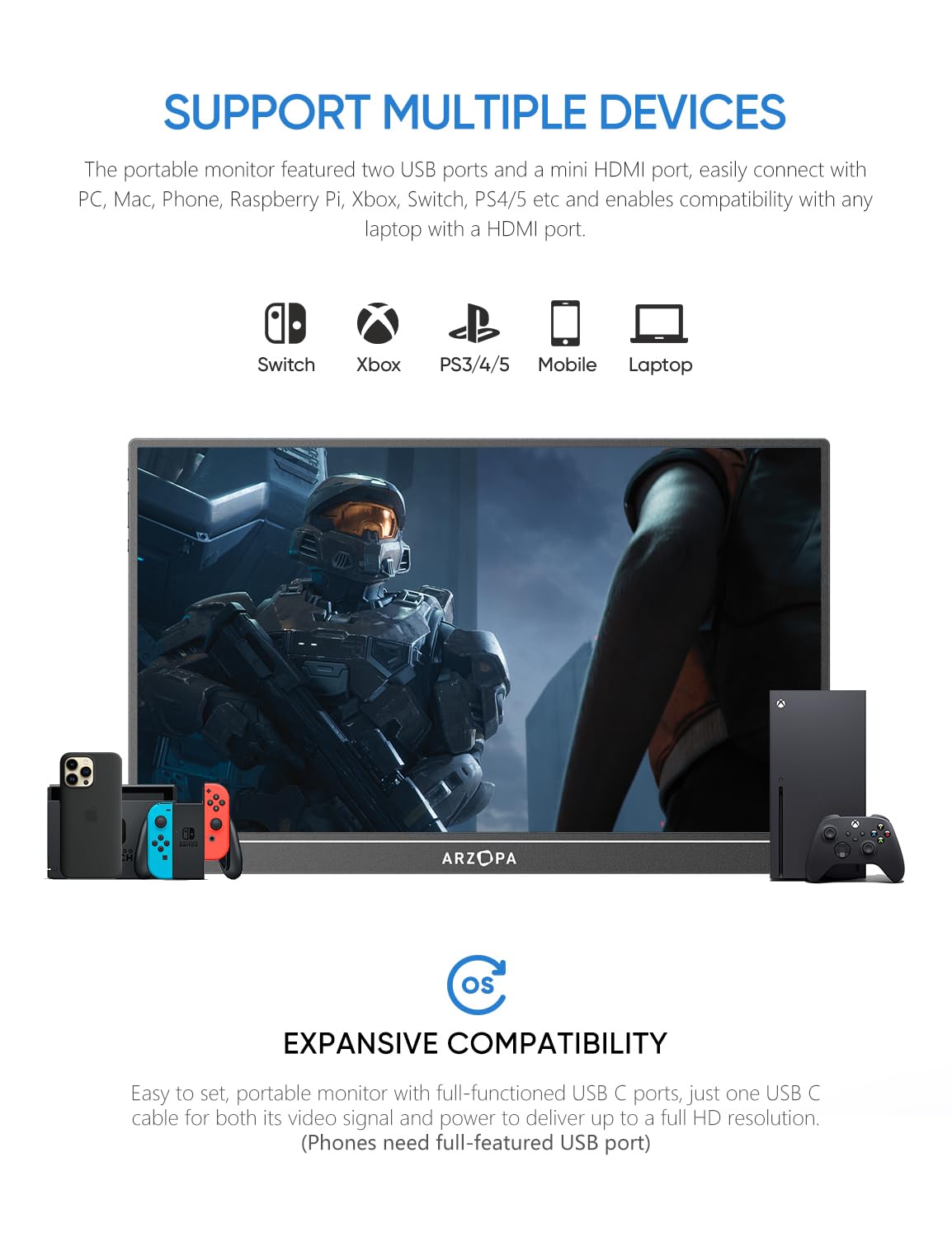 ARZOPA Z1FC en setup gaming con colores vivos y respuesta fluida para juegos