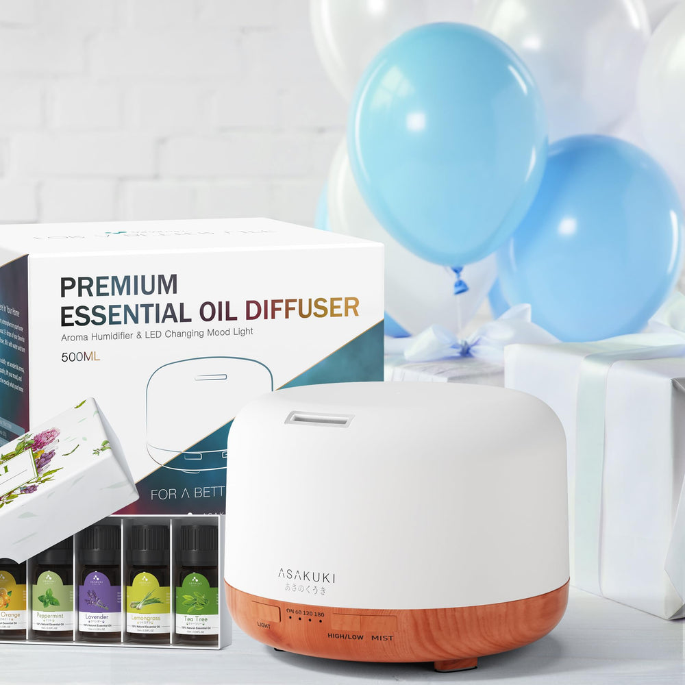 ASAKUKI difusor comparado con objetos para mostrar tamaño y capacidad 500 ml