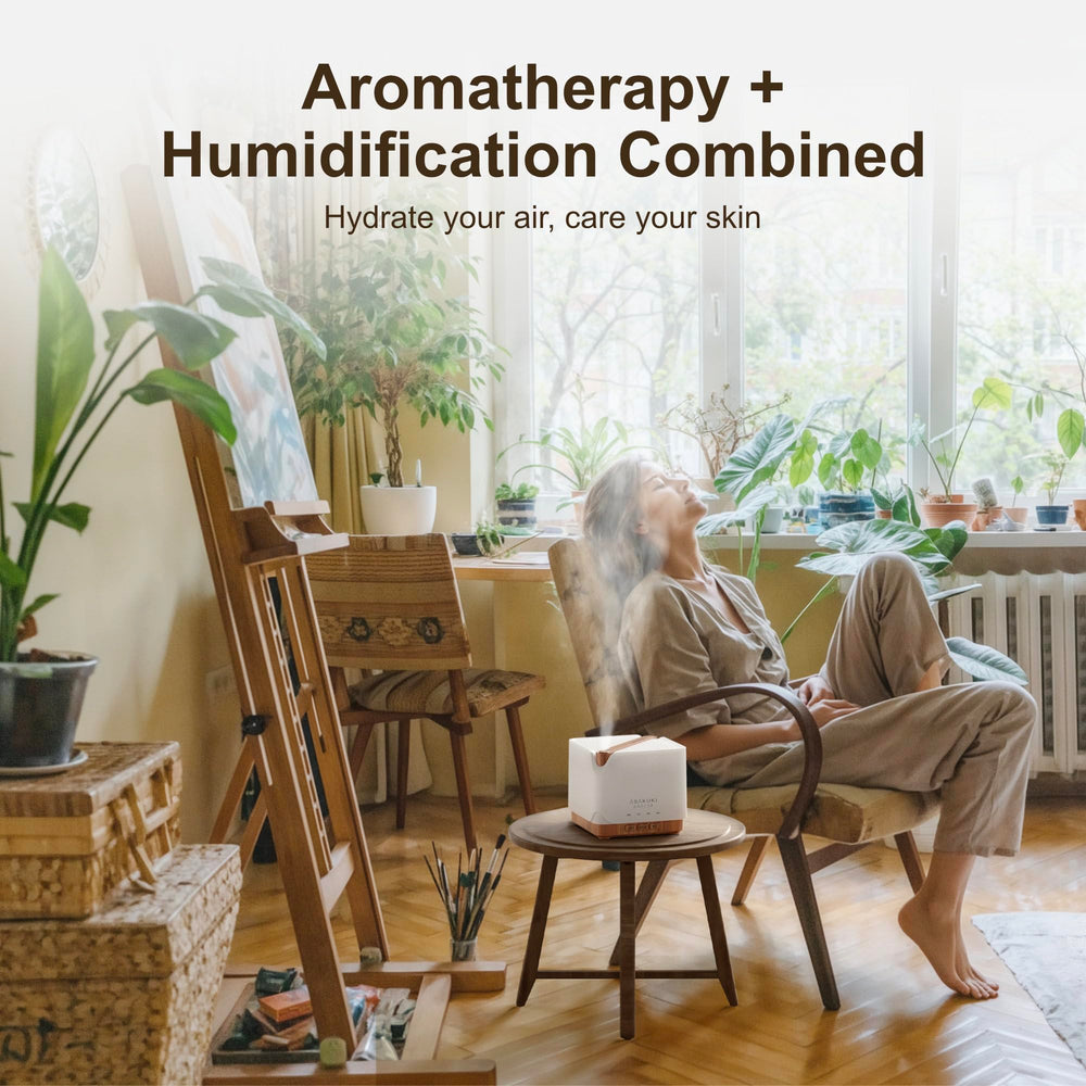 ASAKUKI niebla fina en funcionamiento para humidificar y perfumar espacios