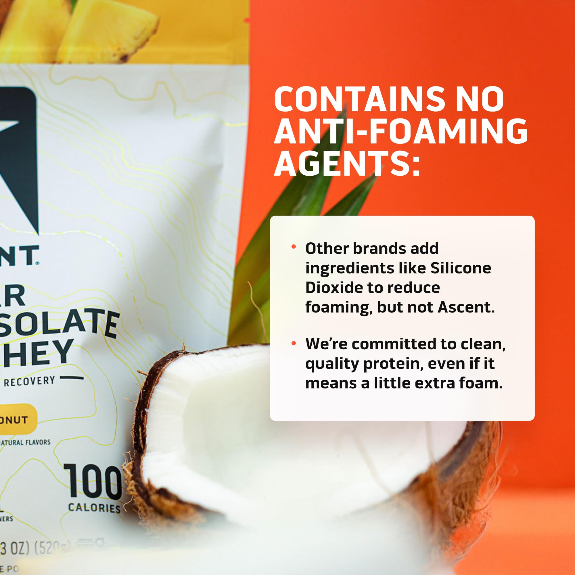 Ascent etiqueta con sellos gluten-free e Informed-Sport para confianza