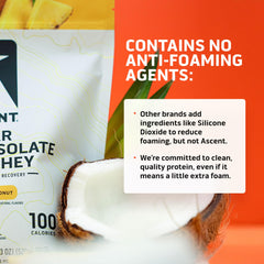 Ascent etiqueta con sellos gluten-free e Informed-Sport para confianza