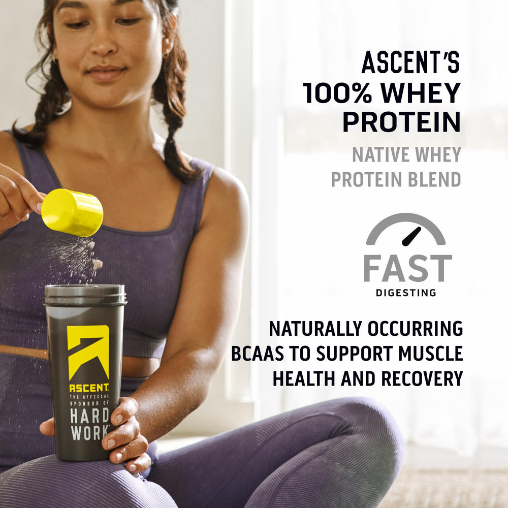 Ascent etiqueta nutricional en primer plano, transparencia en ingredientes y certificaciones