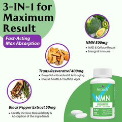 Ascuoli ingredientes polvo NMN y resveratrol para transparencia de fórmula