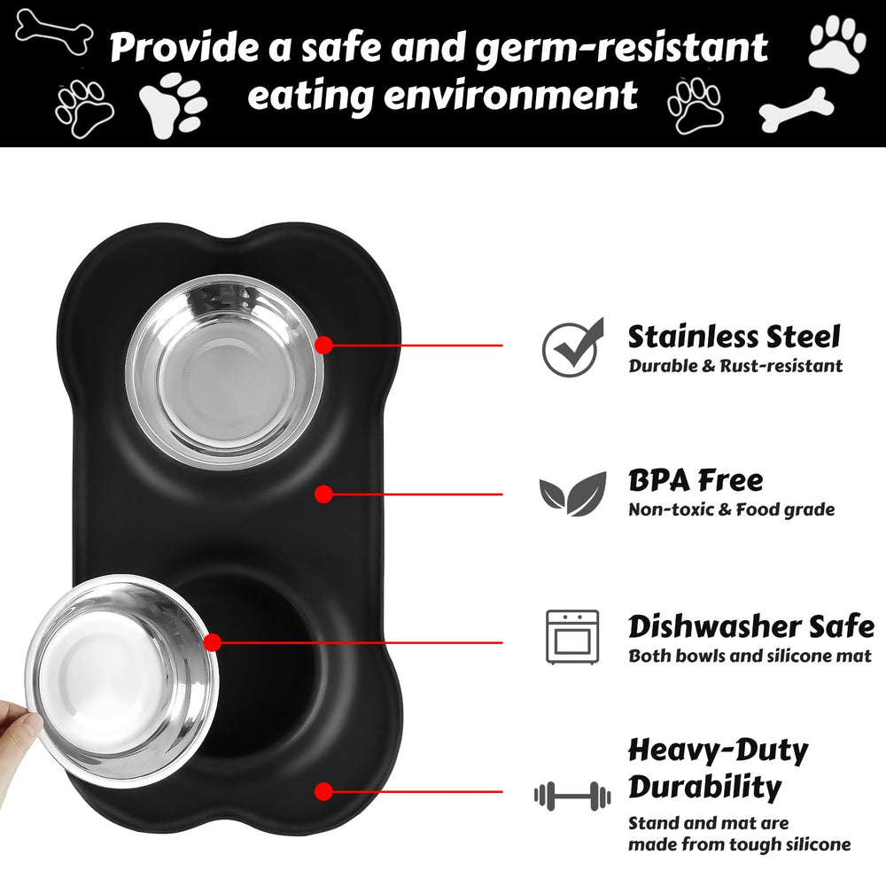 AsFrost comedero en uso con perro comiendo, reduce salpicaduras y movimiento