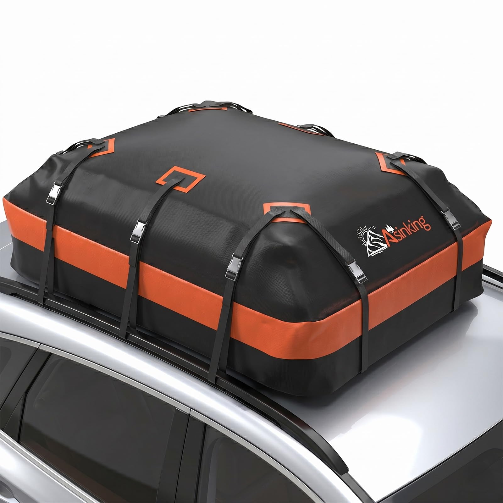 Asinking bolsa de techo vista frontal mostrando tamaño y cierre, protección extra